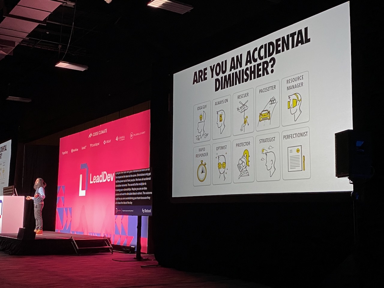 Conference presentation showing a slide titled 'Are you an accidental diminisher?'